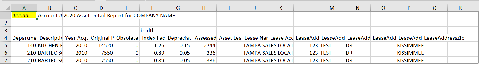 An Example of the Excel template