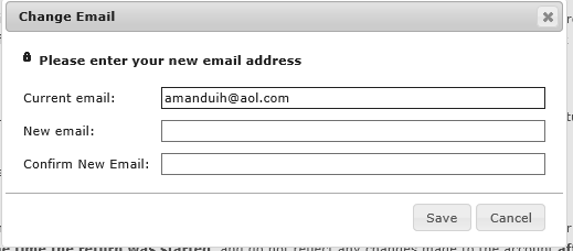 Example of the Change Email dialog box