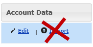 Account Data edit button with the Import crossed off