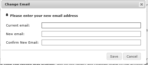 Example of the Change Email dialog box