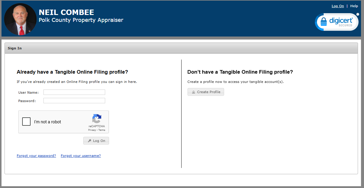 Tangible Filing Login